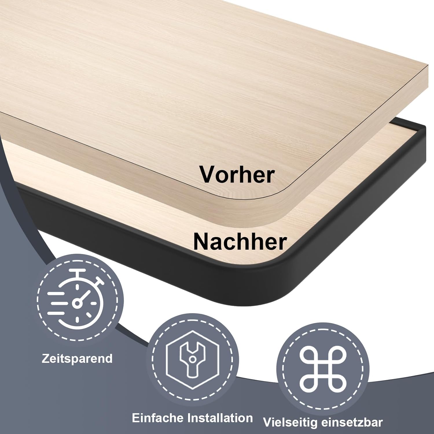 Thumbnail 4 de Kantenumleimer selbstklebend von pundin, U-förmig TPE-Kantenschutz in Schwarz 12 mm x 3 m – für Schrankreparatur, Möbelrestaurierung und Renovierung
