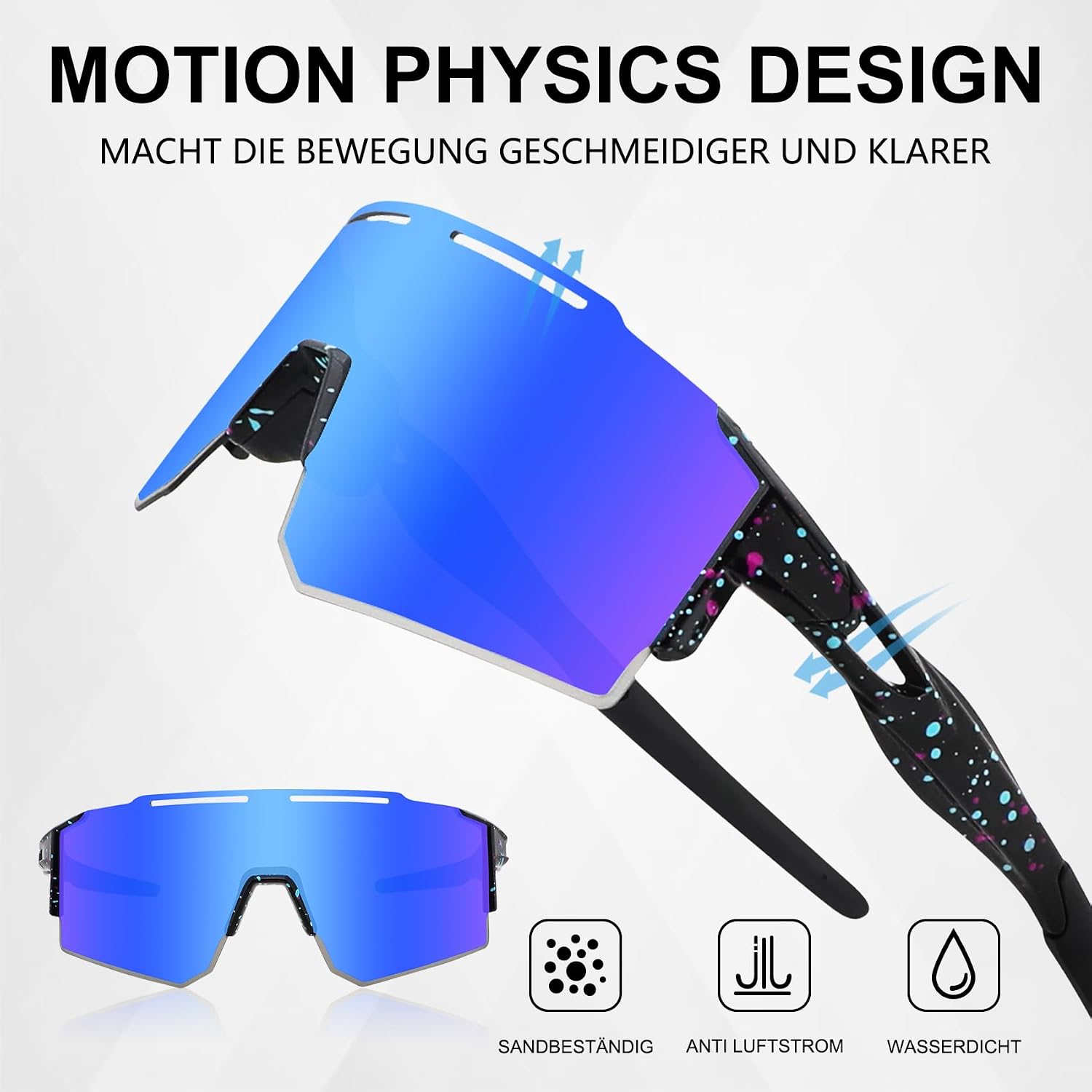 Detalle de DUDUKING Fahrrad-Sonnenbrille mit UV400-Schutz und Baseball-Brillenrahmen (31 g)