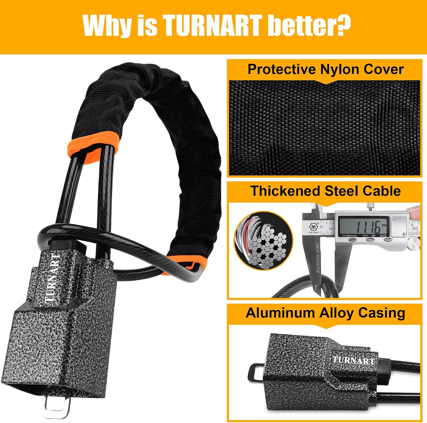 Thumbnail 3 de TURNART Steering Wheel Lock – Universal, Heavy-Duty Anti-Theft with Seat Belt Lock Design