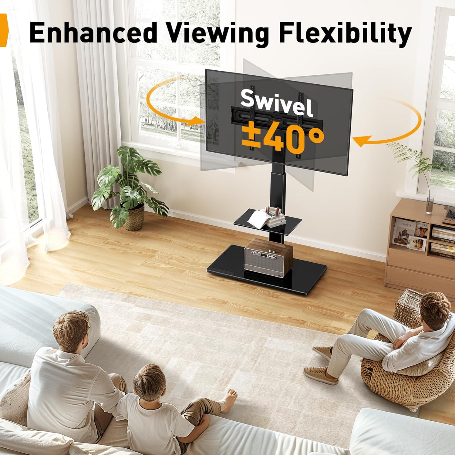 Thumbnail 2 de PERLEGEAR TV Floor Stand for 30-70 inch TVs up to 50 kg with Tilt, Swivel and Adjustable Shelf