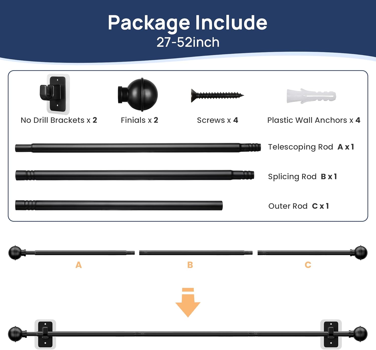 Thumbnail 6 de No Drill Curtain Rod 28-47"