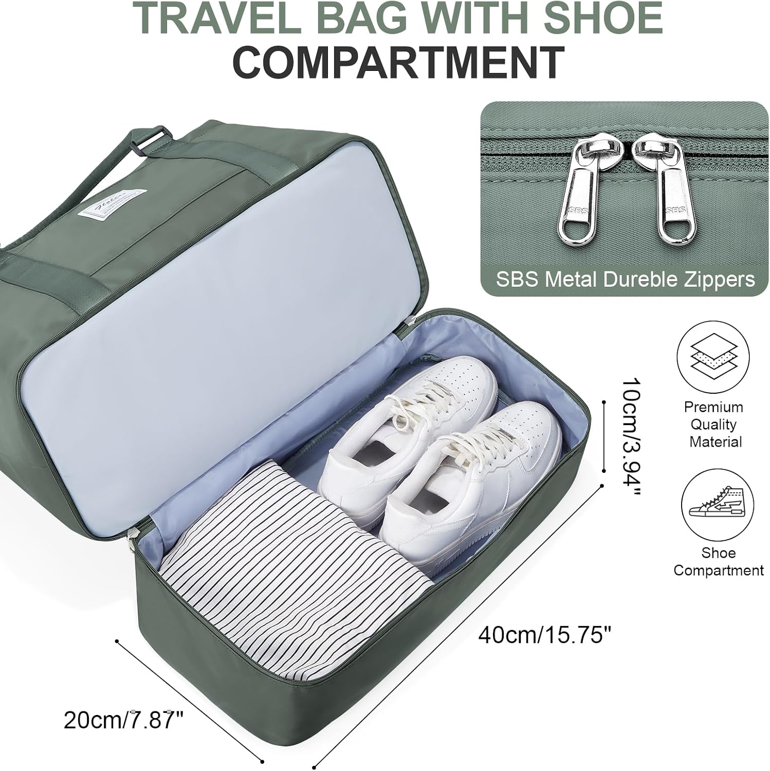 Detalle 2 de Reisetasche F2-Armeegrün 40x30x20 Handgepäck
