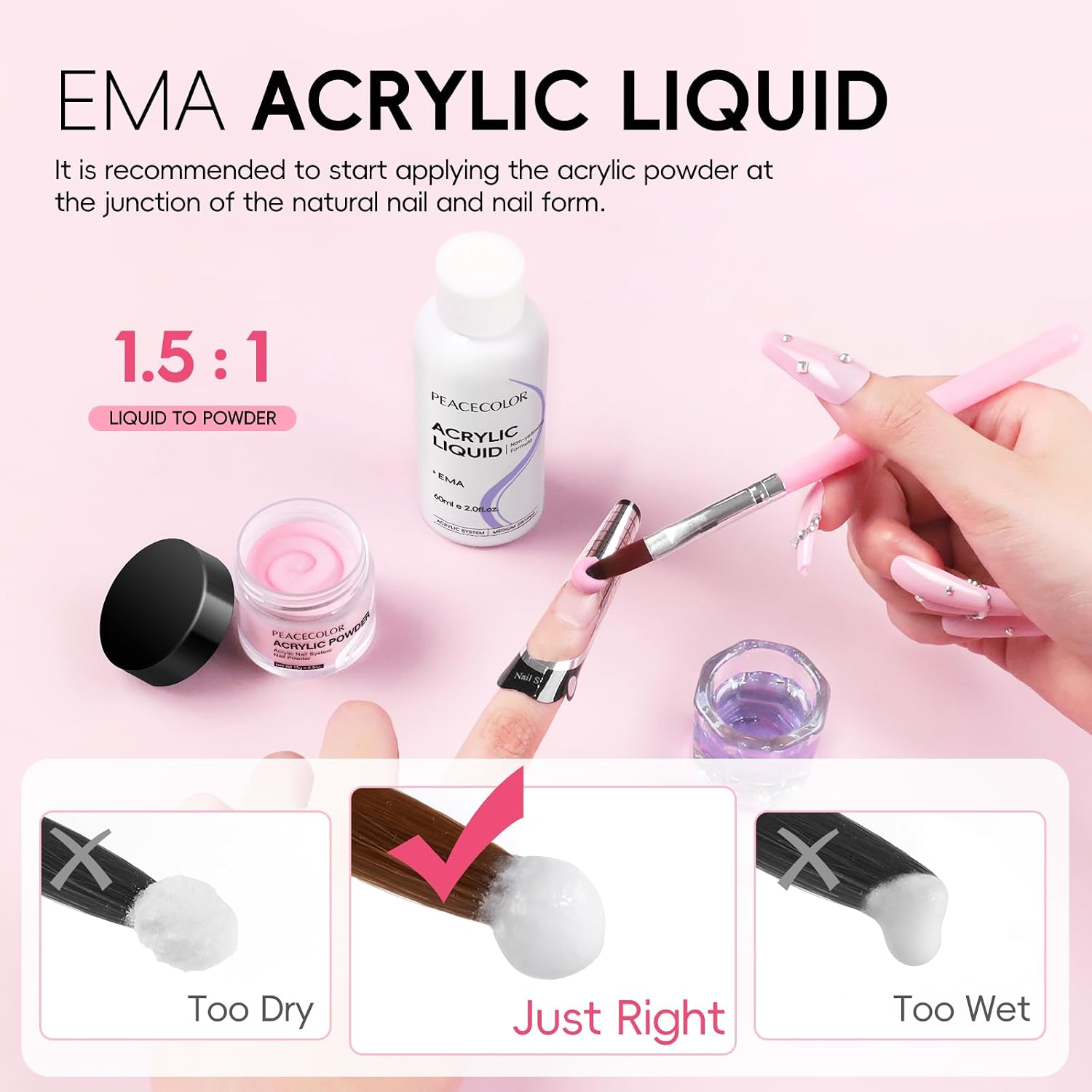 Detalle de Peacecolor Acrylic Nail Kit with 15g Powders