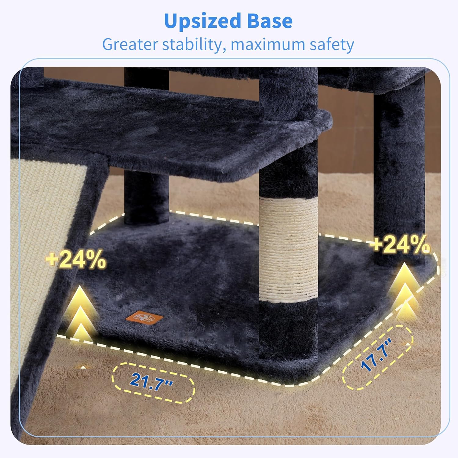 Detalle de Heybly Tall Cat Tree for Large Cats (202 cm) – Smoky Grey HCT038G