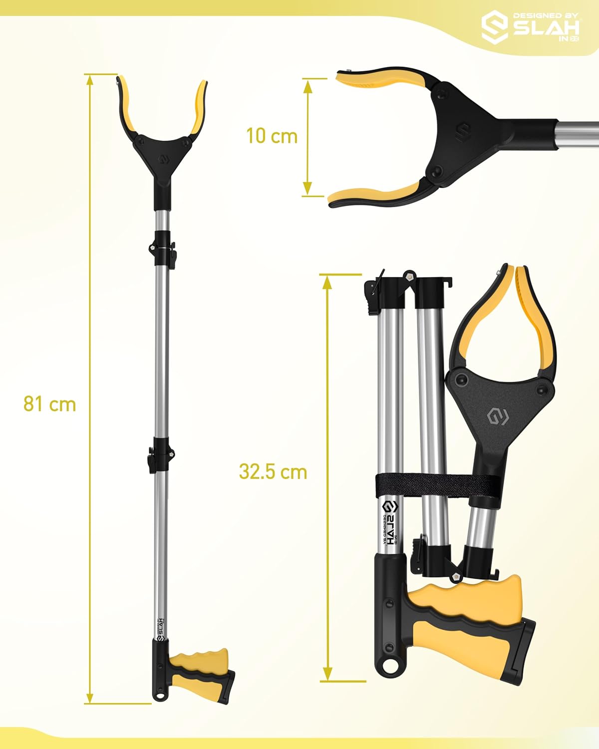 Thumbnail 1 de SLAH 32inches Litter Picker Grabber Stick — Rotating Head, Foldable Reach Aid for Garden & Everyday Cleaning
