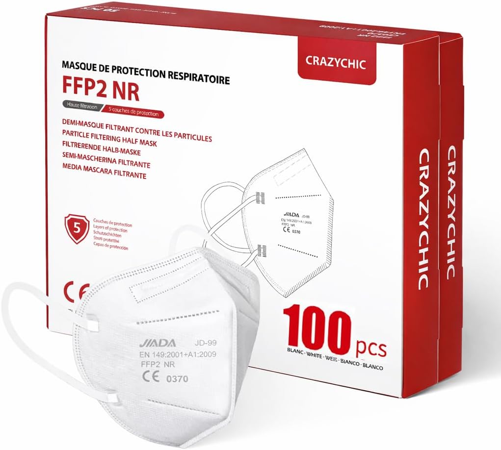 Thumbnail 5 de Masque FFP2 NR CRAZYCHIC blanc, certifié CE EN149, demi-masque filtrant (boîte de 50, emballage individuel)
