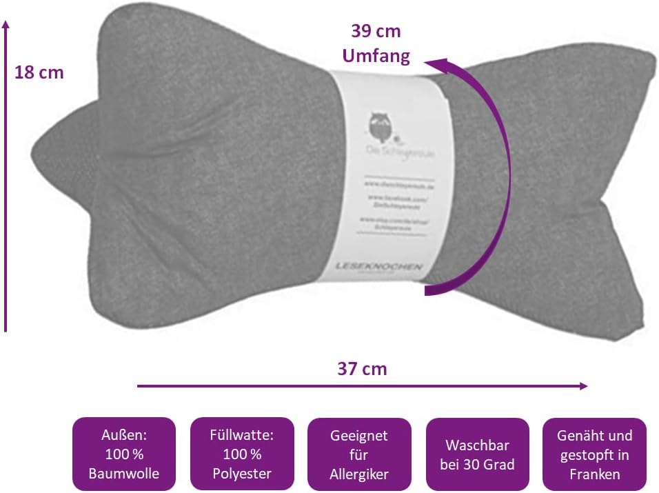 Thumbnail 2 de Leseknochen Nackenkissen Tiere (Jungle Blau) – handgestopft & waschbar aus 100% Baumwolle