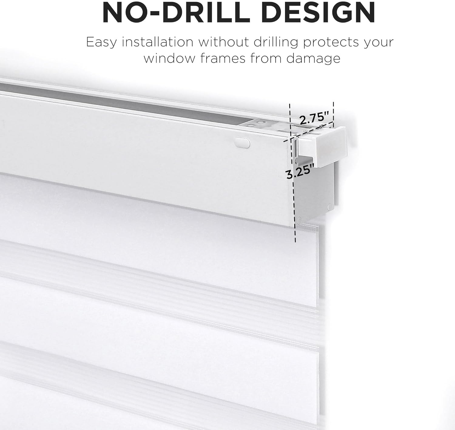 Detalle 2 de Joydeco No Drill Zebra Blinds (Cordless Day & Night Roller Shades) for Windows, White, 33"W x 75"H