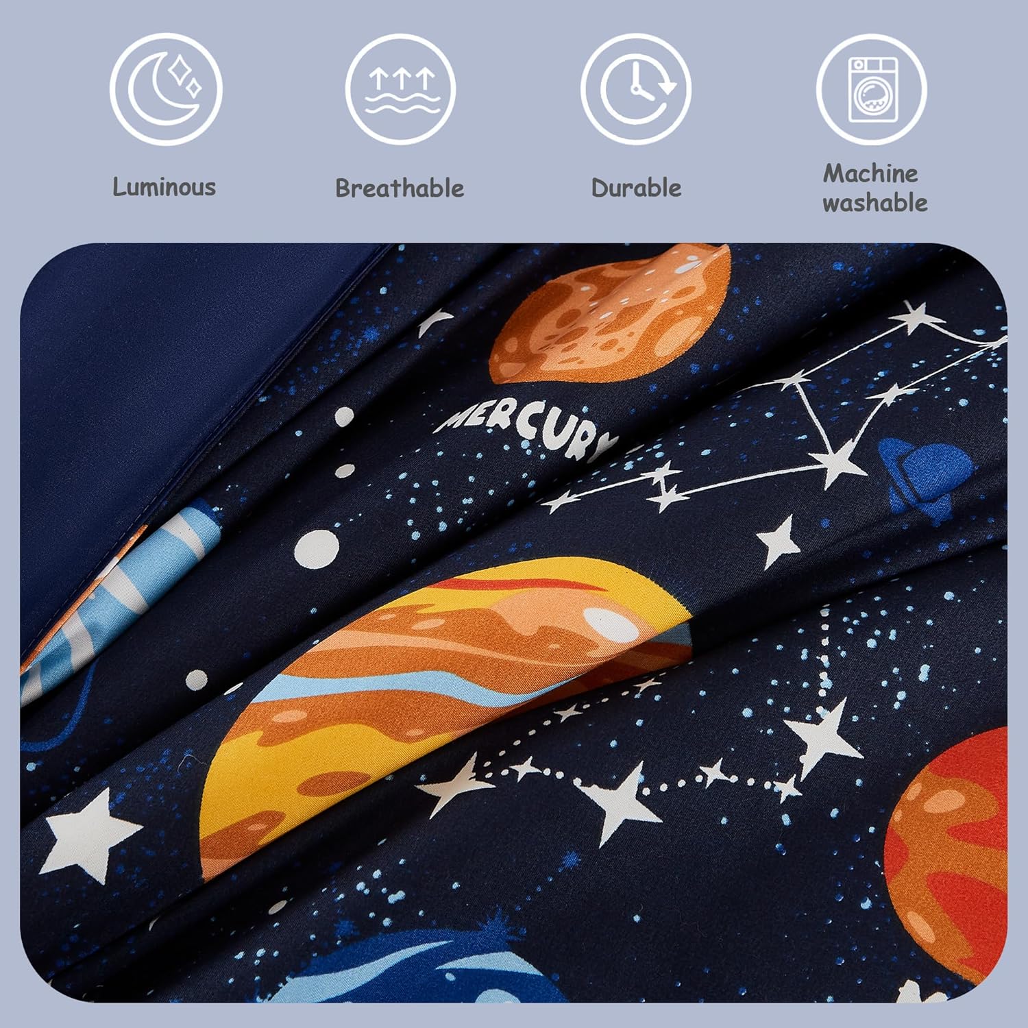 Thumbnail 4 de Full Kids Comforter Set - Glow-in-the-Dark Space 7-Piece Bedding for Boys