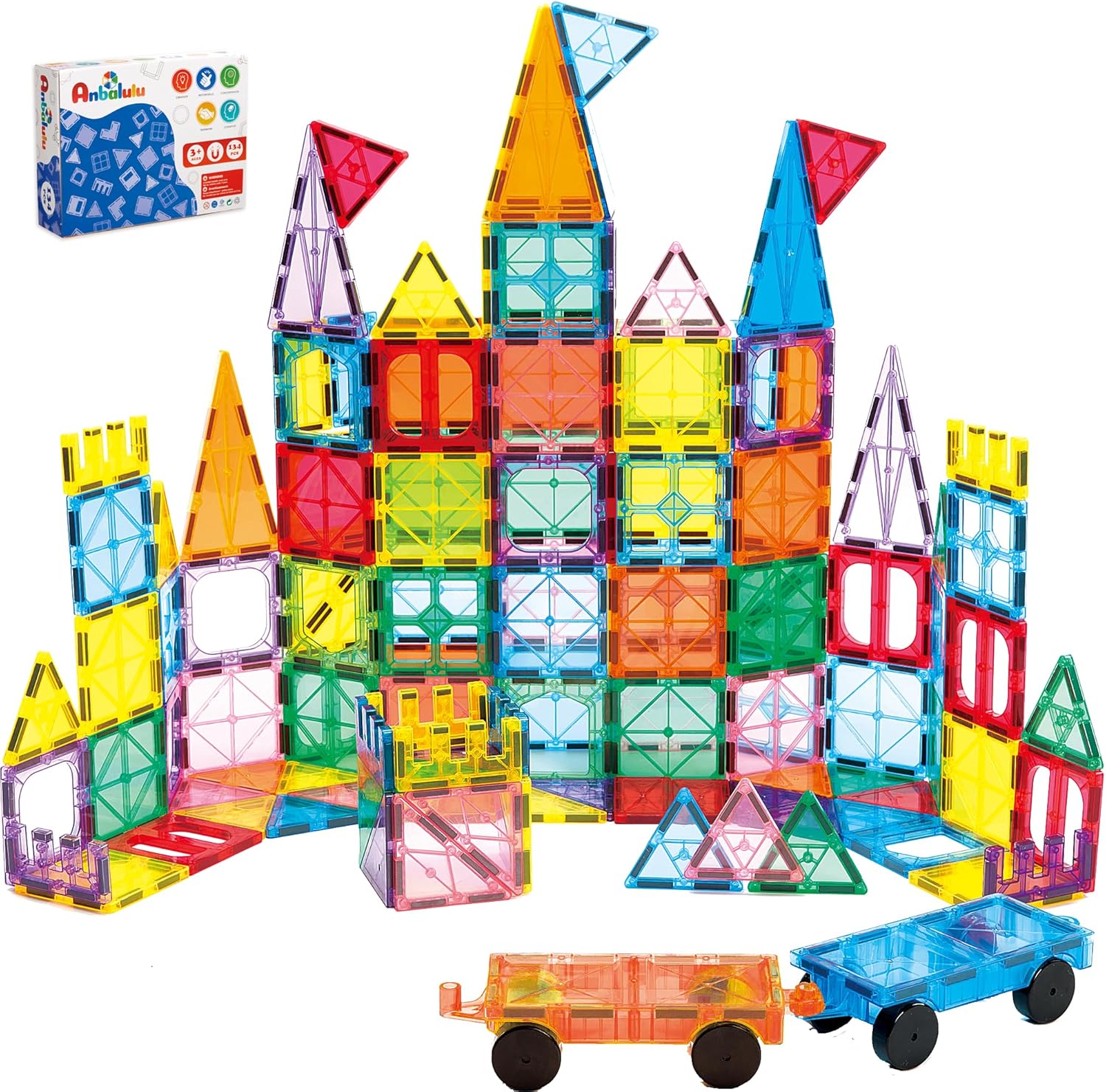 Detalle de Anbalulu 134PCS Magnetic Building Tiles set 🧩