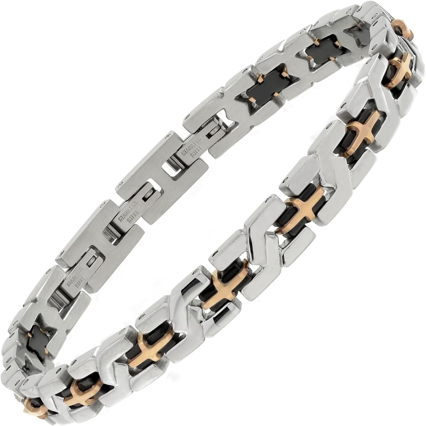 Detalle de 10:10 Bracciale uomo in acciaio inox 316L con trattamento PVD – regolabile e confezione regalo