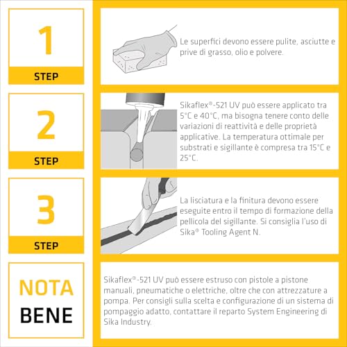 Detalle de Sikaflex 521 UV Bianco 300 ml: sigillante multiuso per auto e camper