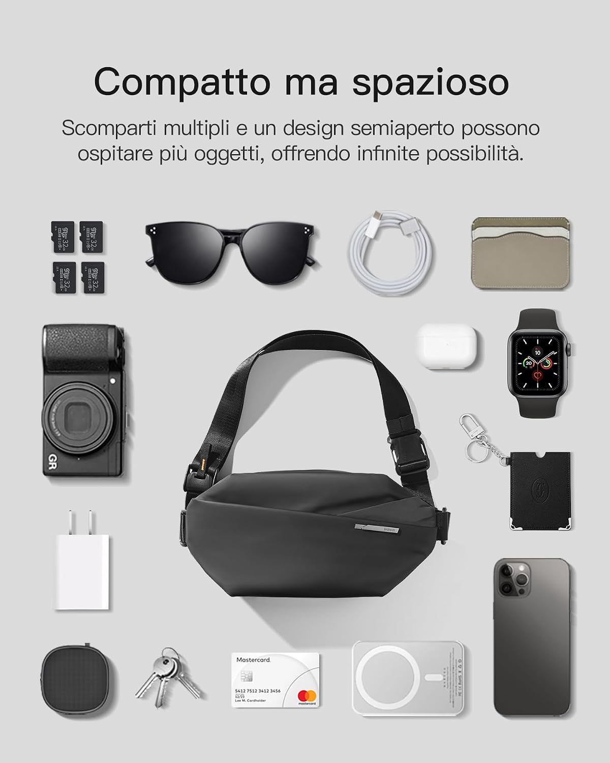Thumbnail 4 de Inateck Sling Bag X – Borsa a tracolla crossbody resistente agli schizzi, marsupio multifunzionale per viaggi, palestra e ciclismo