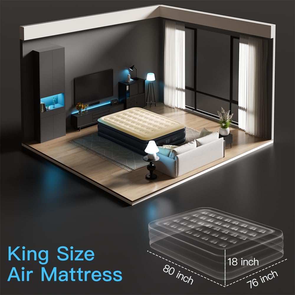 Thumbnail 6 de SENNOUL King Size Air Mattress with Built-in Pump: Upgraded, Quick Inflate/Deflate, 750 lbs