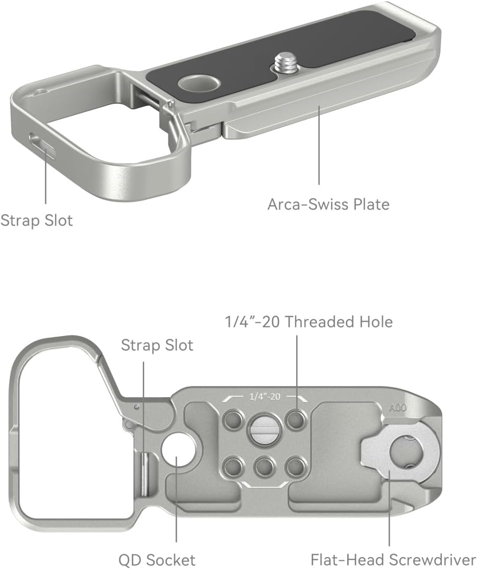 Detalle de SMALLRIG 4439 – srebrna płytka bazowa do Sony A7C II/A7CR z mocowaniem Arca