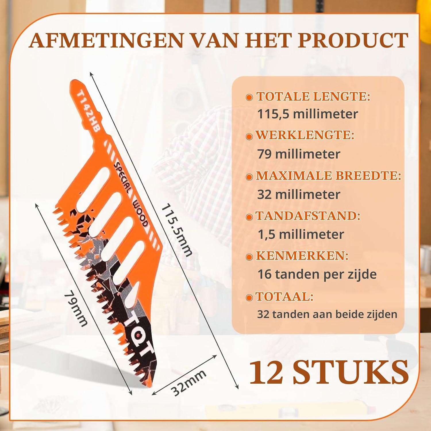 Detalle 2 de INQUIRLLY T-schacht-decoupeerzaagbladen, 12 stuks voor hout, SK5-staal