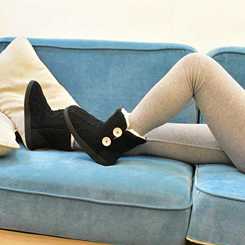 Detalle 2 de ONCAI Chaussons bottillons pour femme, fourrure synthétique, noir, 38/39 EU