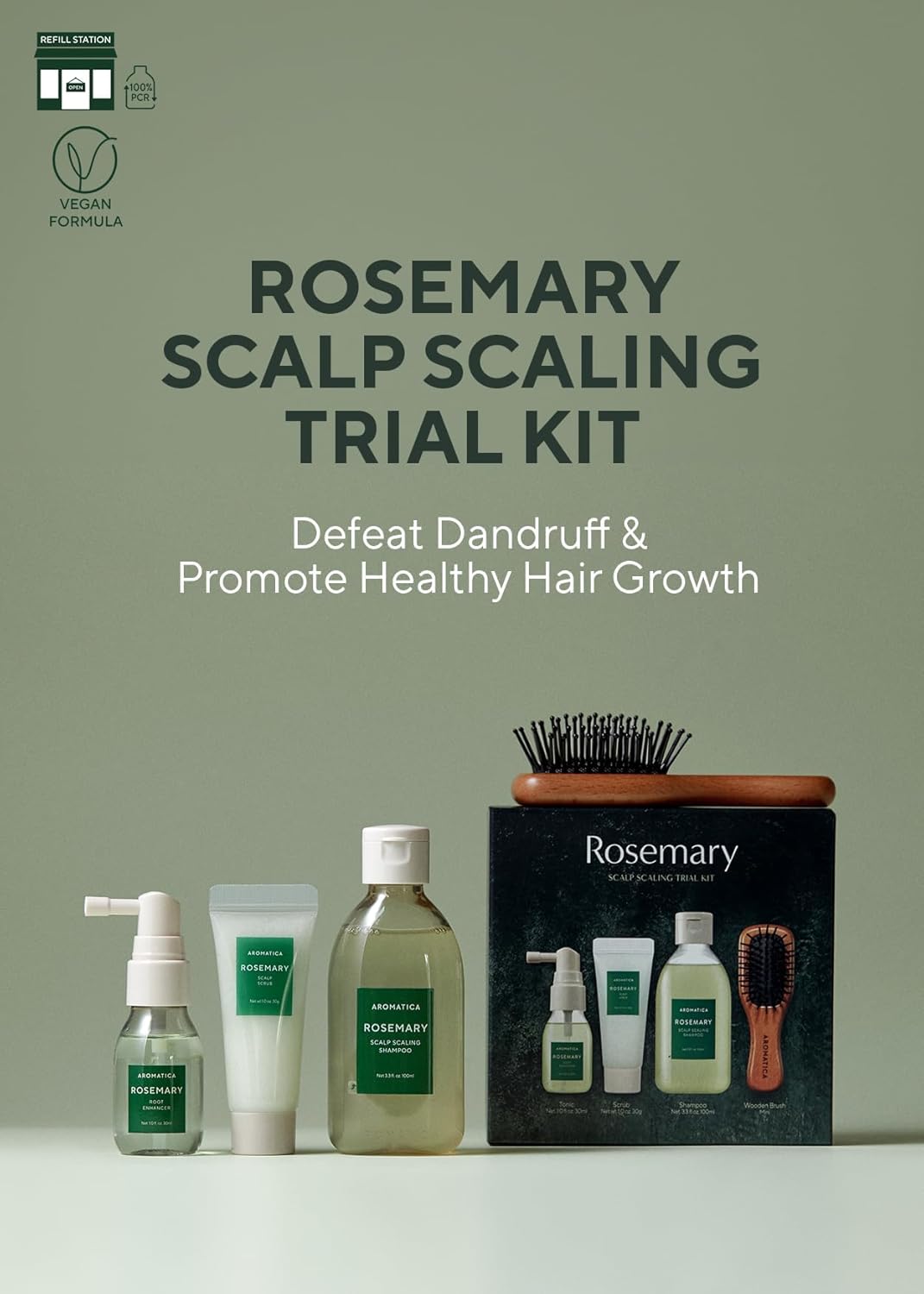 Thumbnail 1 de AROMATICA Kit d'Essai de Peeling du Cuir Chevelu au Romarin – Coffret Cadeau