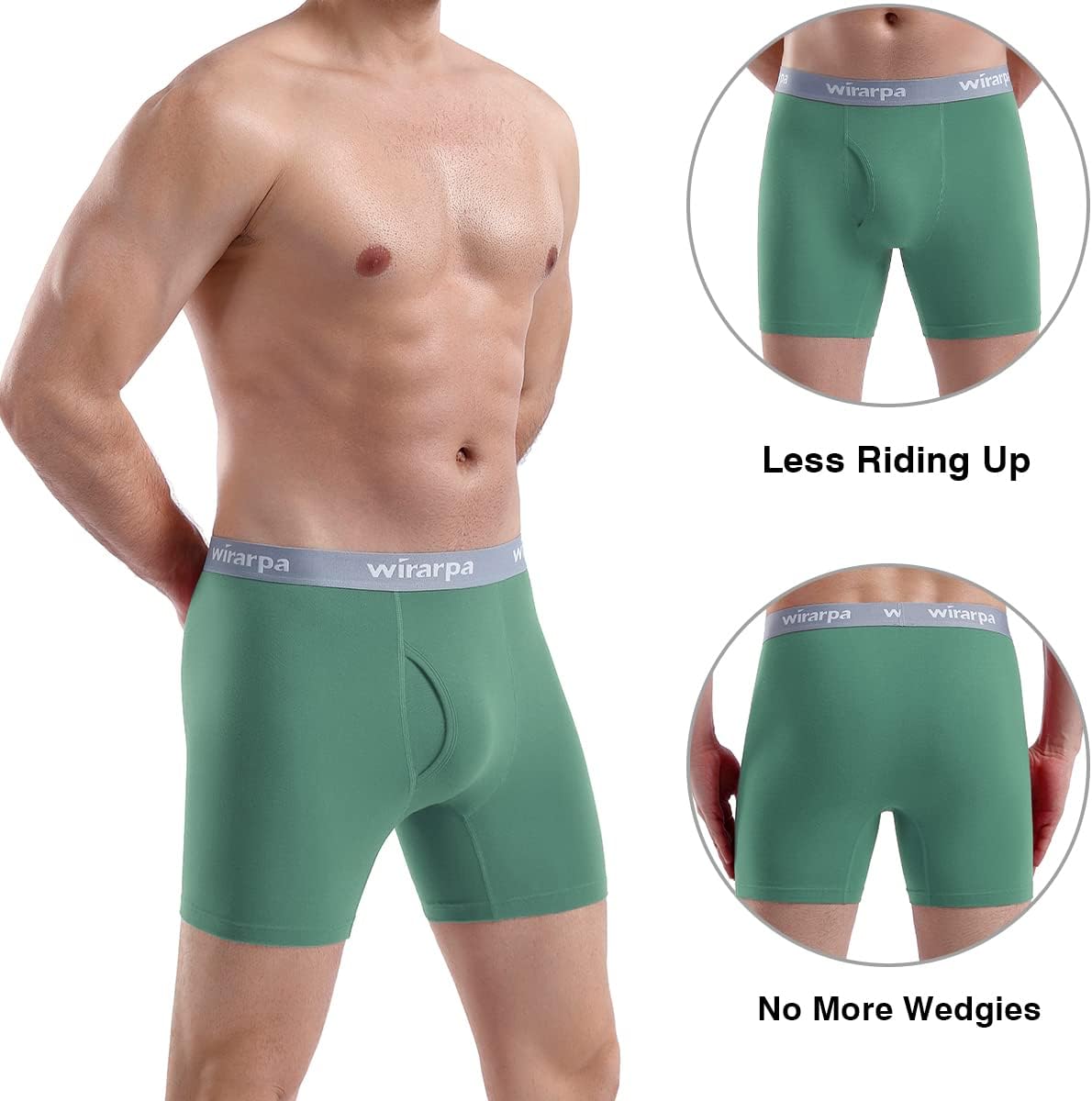 Thumbnail 2 de wirarpa Men’s Cotton Stretch Trunks (Open Fly, Tagless) – Regular Leg, 4 Pack