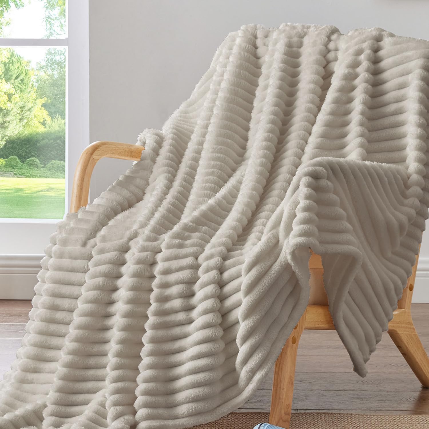 Thumbnail 6 de BEDELITE Fluffy Fleece Throw Blanket Beige