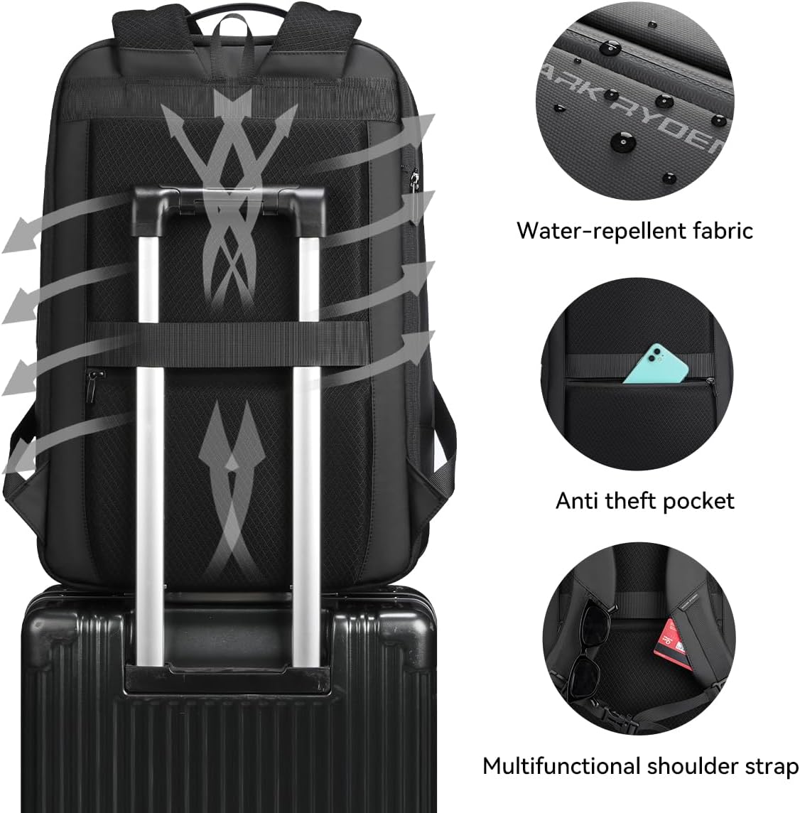 Detalle 2 de Mark Ryden 15.6 inch Business Laptop Backpack (Expandable 25L–35L, USB-C) – Cabin Travel Work Backpack
