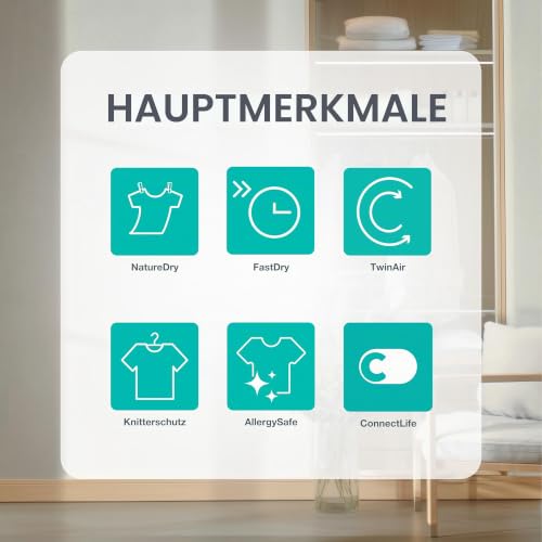 Detalle de Gorenje D5G48D Trockner/Kondensation mit Wärmepumpe – 8 kg, 15 Programme, NatureDry & TwinAir