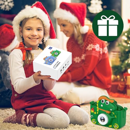 Detalle 2 de Cámara de Fotos Infantil Dinosaurio Aissom 2'' 1080P con 32G: exploración, juegos y selfies seguras para niñas y niños