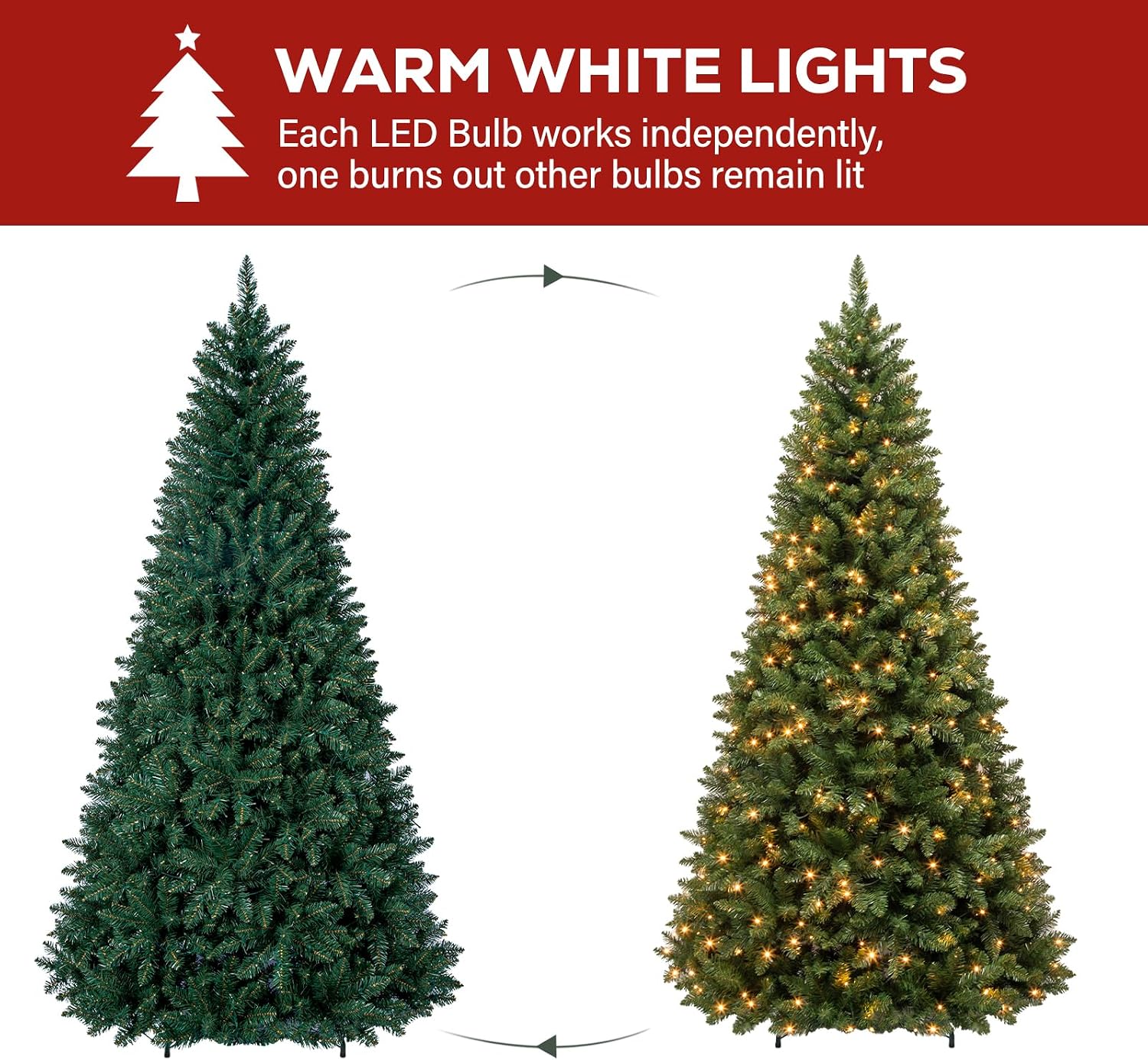 Detalle de Hykolity JY-LV250-S 7 ft Prelit Christmas Tree, 300 Warm White LEDs