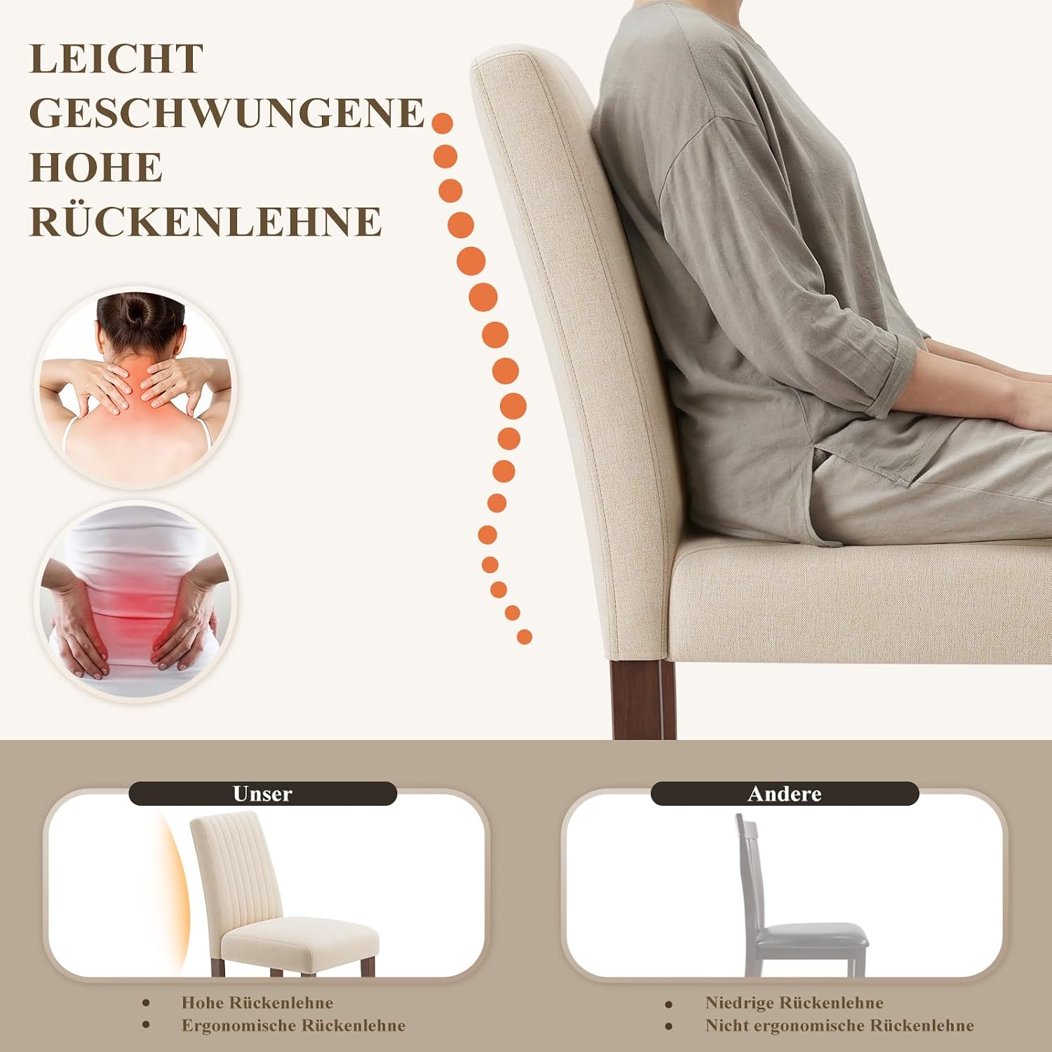 Thumbnail 4 de COLAMY Esszimmerstühle 4er Set Beige