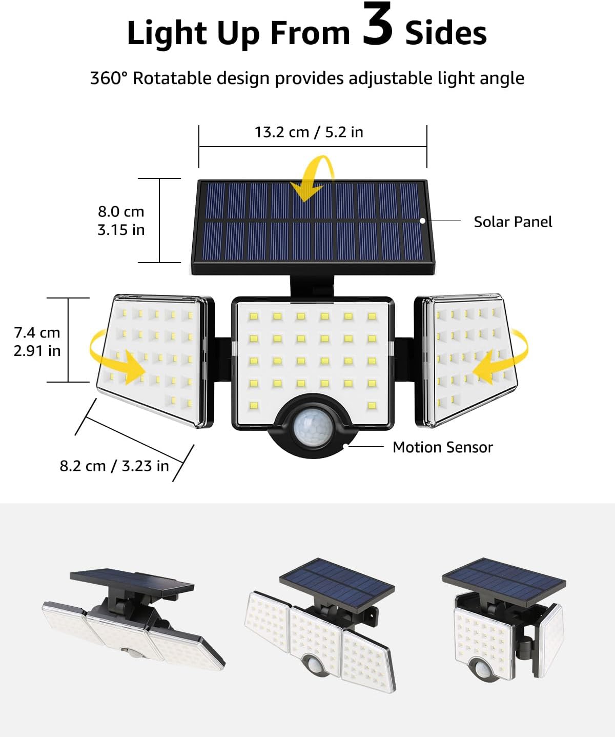 Thumbnail 4 de Lepro Solar Security Lights 1200LM Solar Floodlights Motion Sensor with 3 Adjustable Heads (IP65)