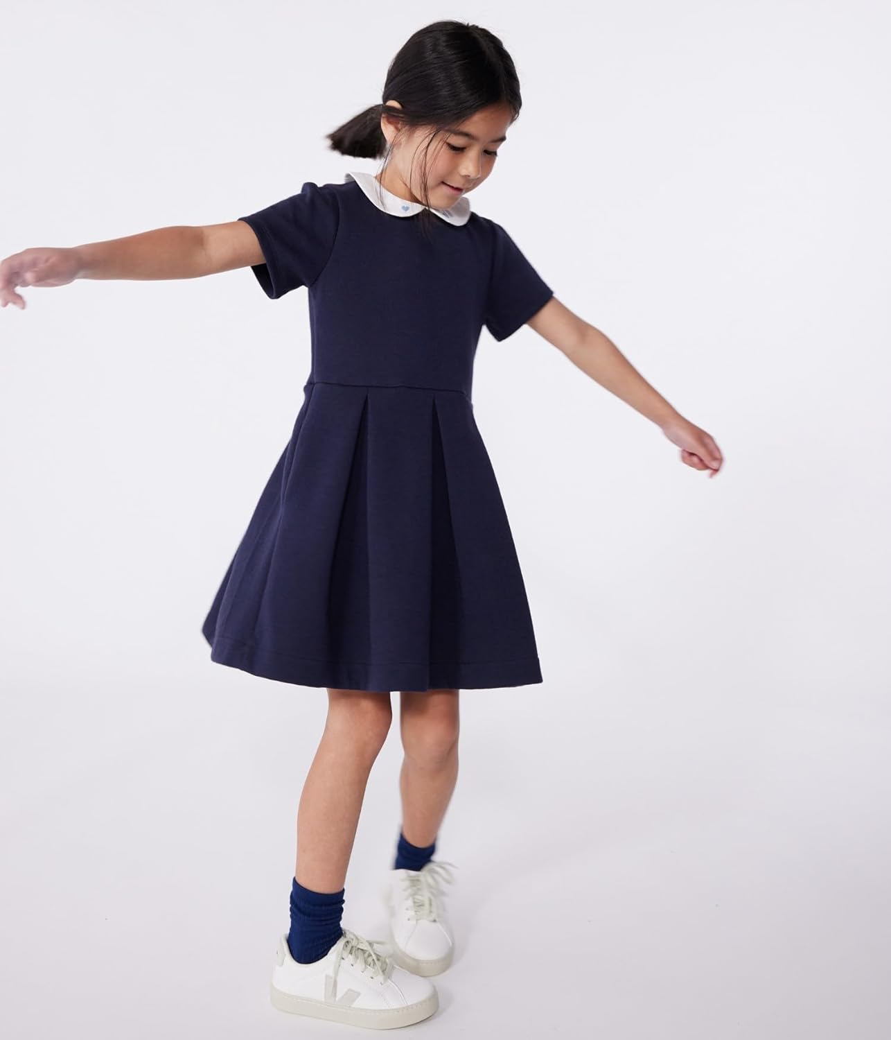 Thumbnail 1 de Petit Bateau robe fille à manches courtes en coton unie