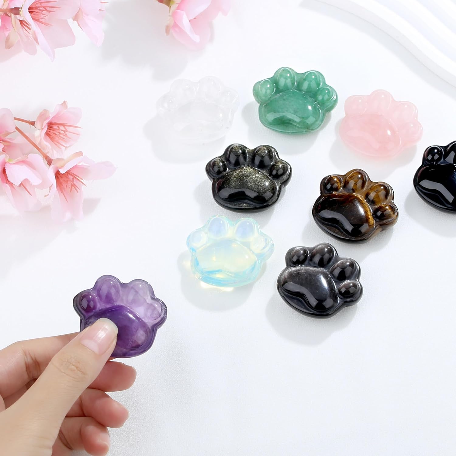 Thumbnail 6 de MAIBAOTA Pink Cat Paw Rose Quartz Worry Stone