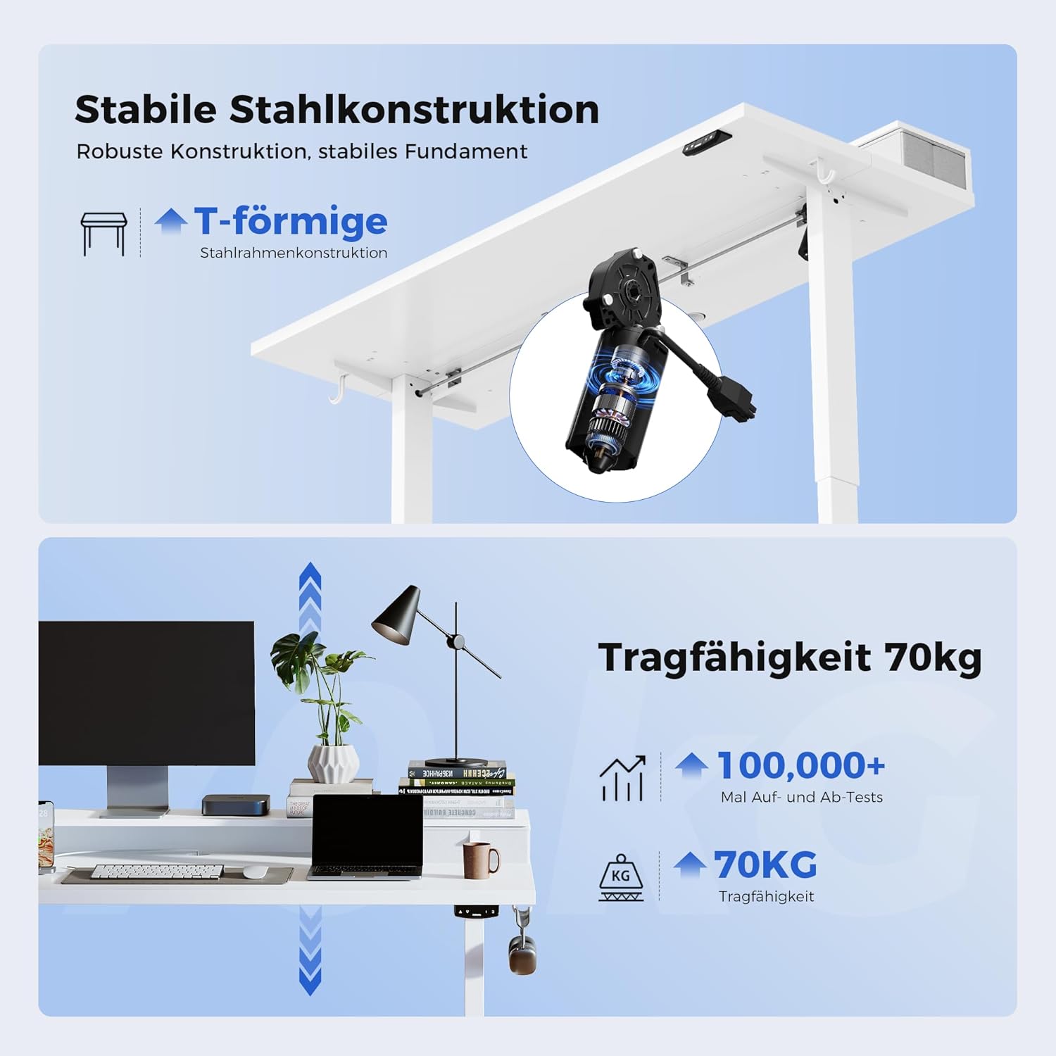 Detalle 2 de Agilestic Höhenverstellbarer Schreibtisch 100×60