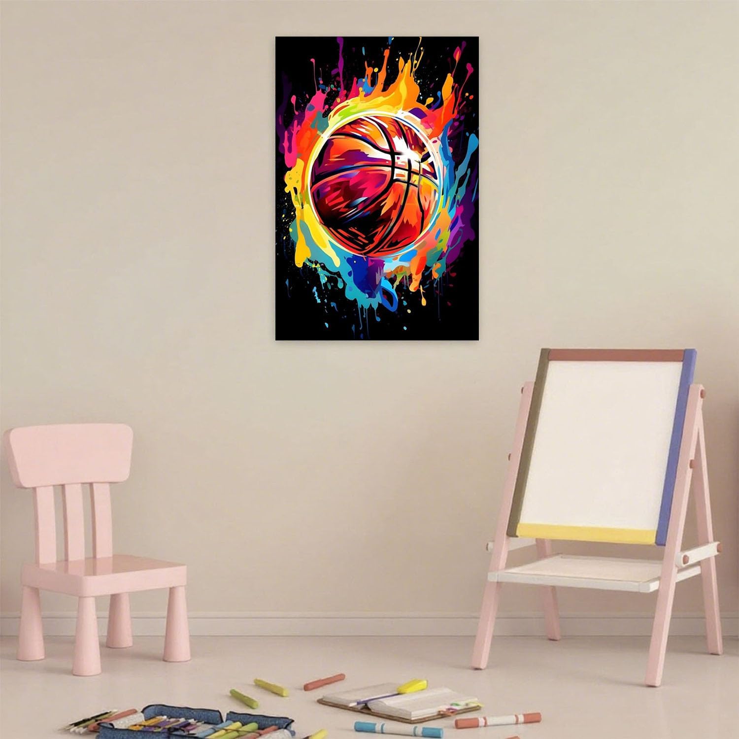 Thumbnail 4 de Arttoplus Malen Nach Zahlen Kinder mit Rahmen und Holzstaffelei – Basketball, 20x20 cm Rasterbild für Anfänger ab 5 Jahren