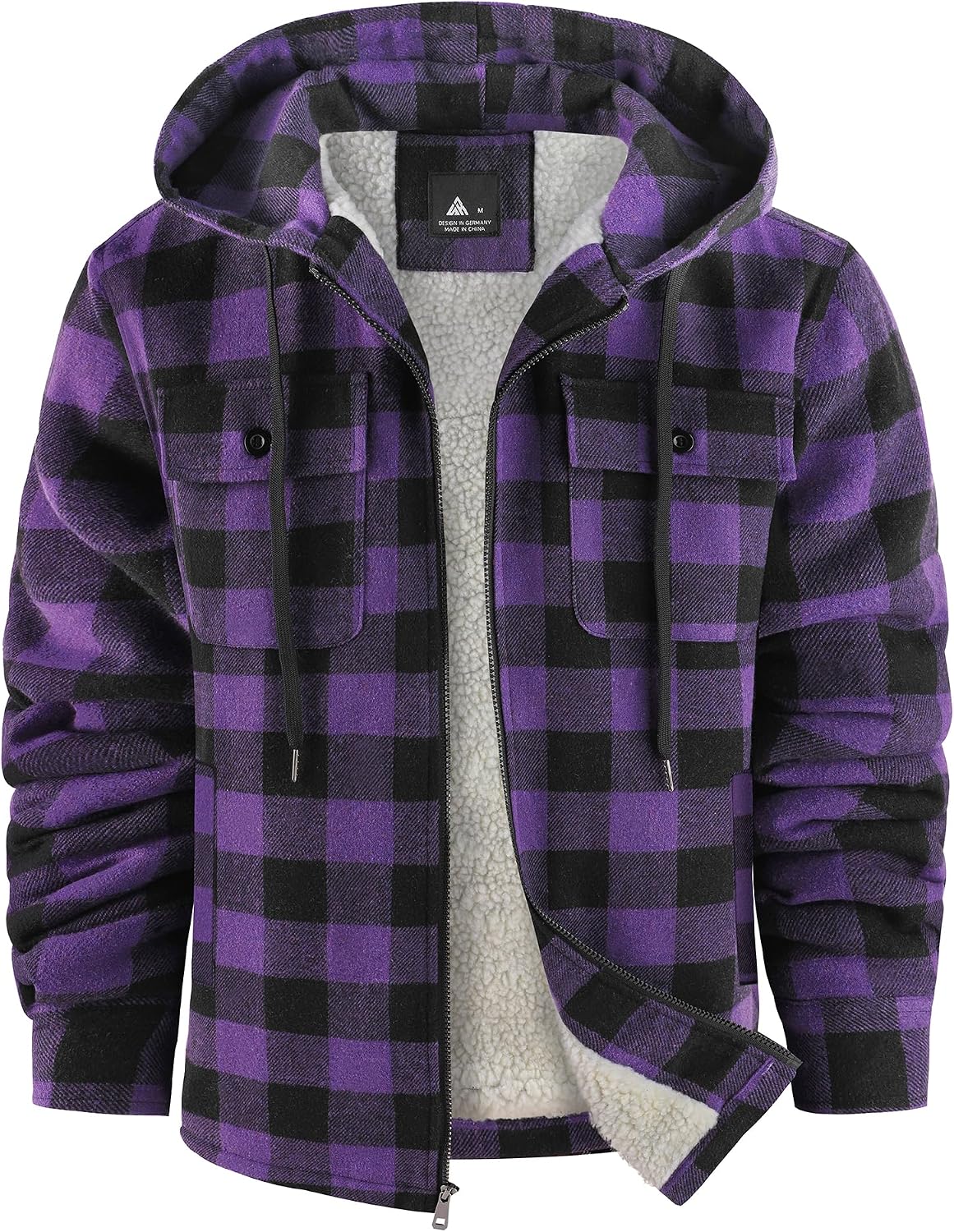 Detalle 2 de Men Winter Coat with Flannel Plaid Shirt Jacket
