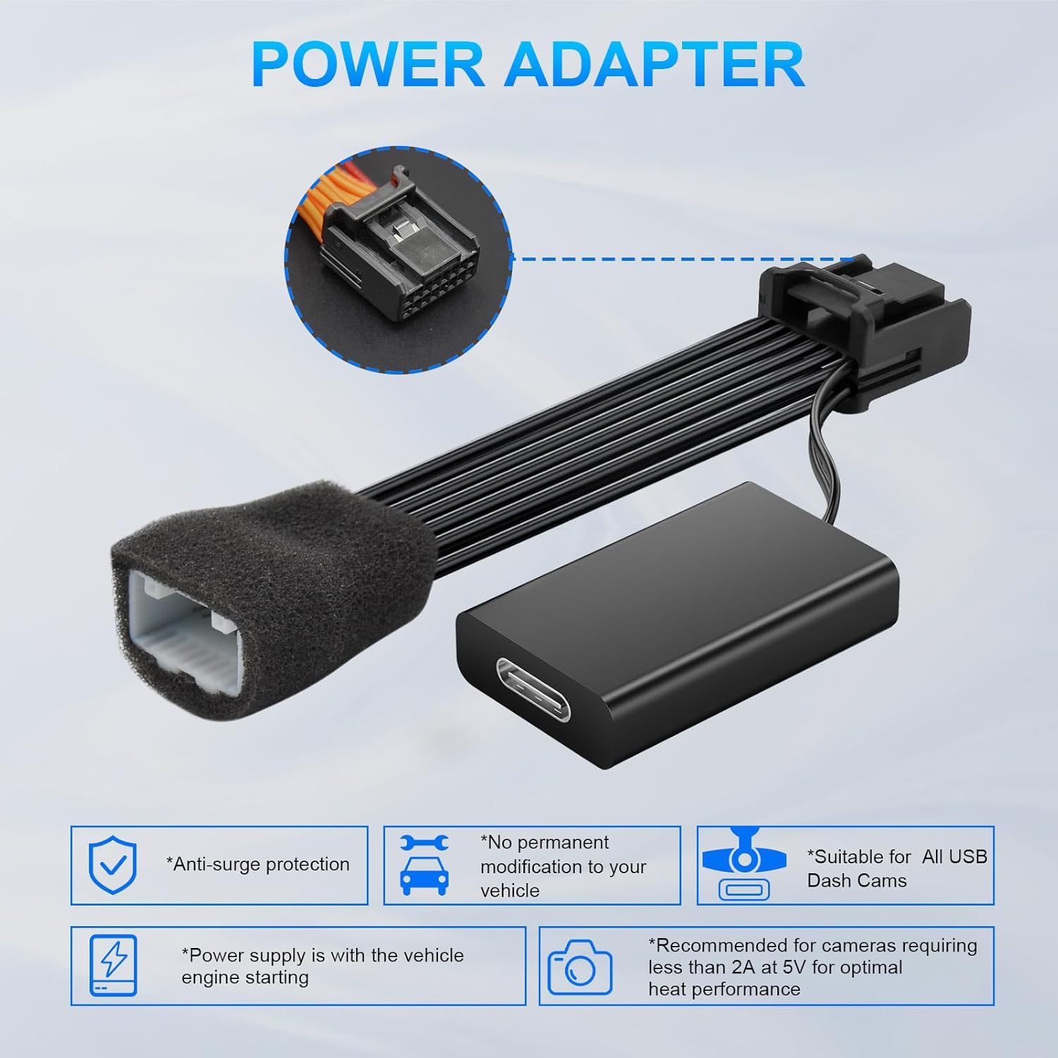 Thumbnail 6 de Mangoal Dashcam Power Adapter pour Toyota et Lexus — connecteur 16 broches et port d’assistance au maintien de voie (modèle D)