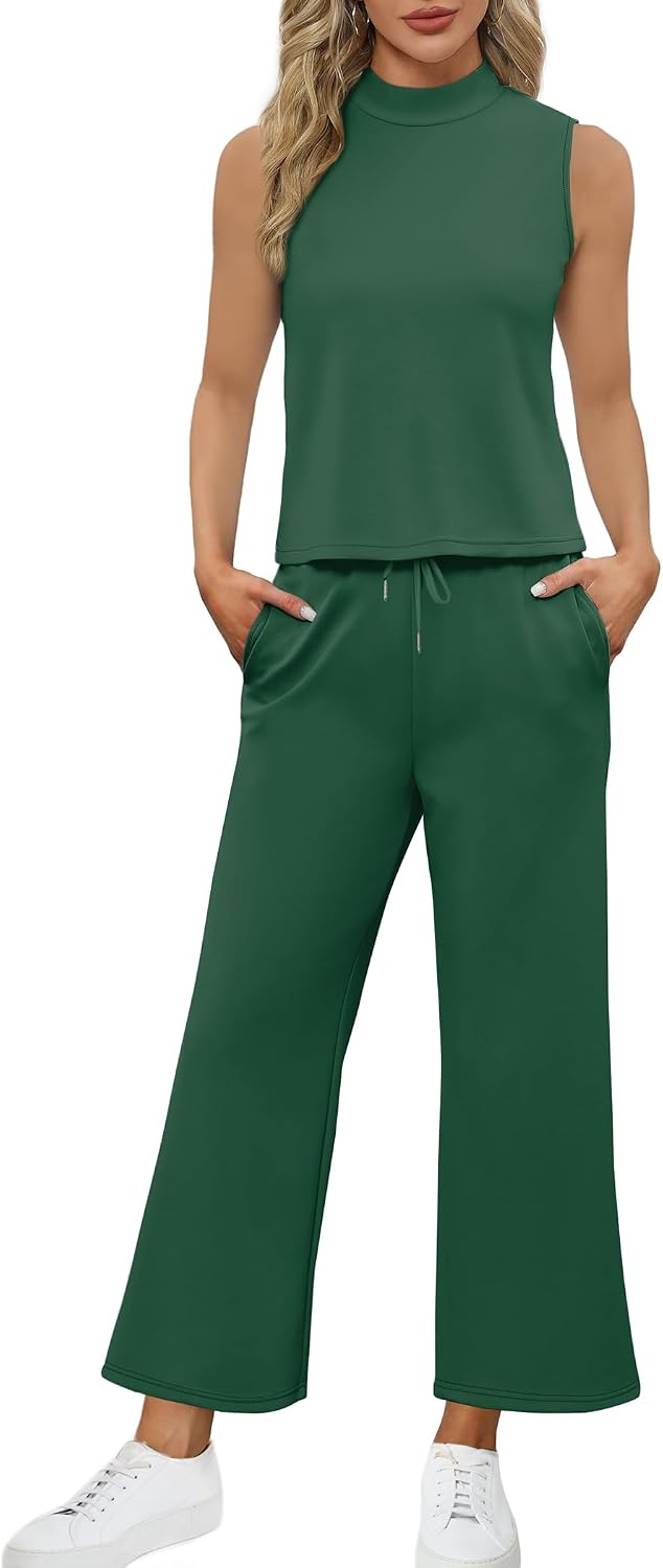 Detalle de SAMPEEL Two Piece Set Wide Leg Crop Pants
