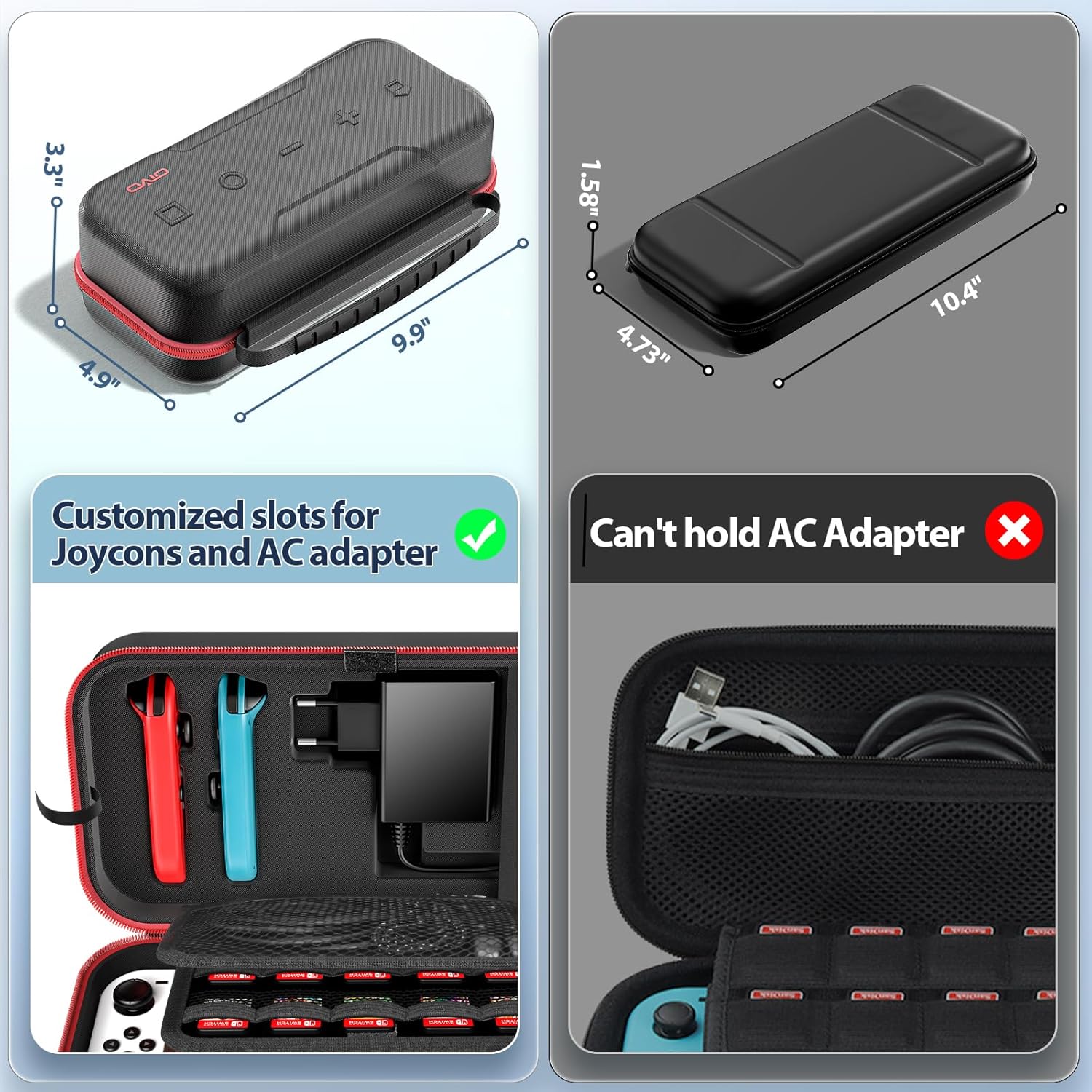 Thumbnail 6 de OIVO Étui Rigide pour Nintendo Switch & Switch OLED — Protection robuste et rangement organisé (Rouge)