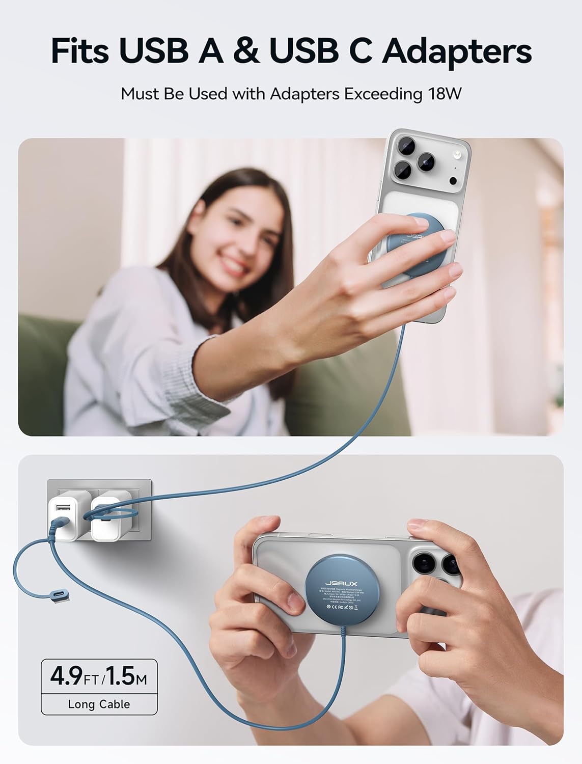 Detalle de JSAUX Magnetic Wireless Charger for iPhone 17