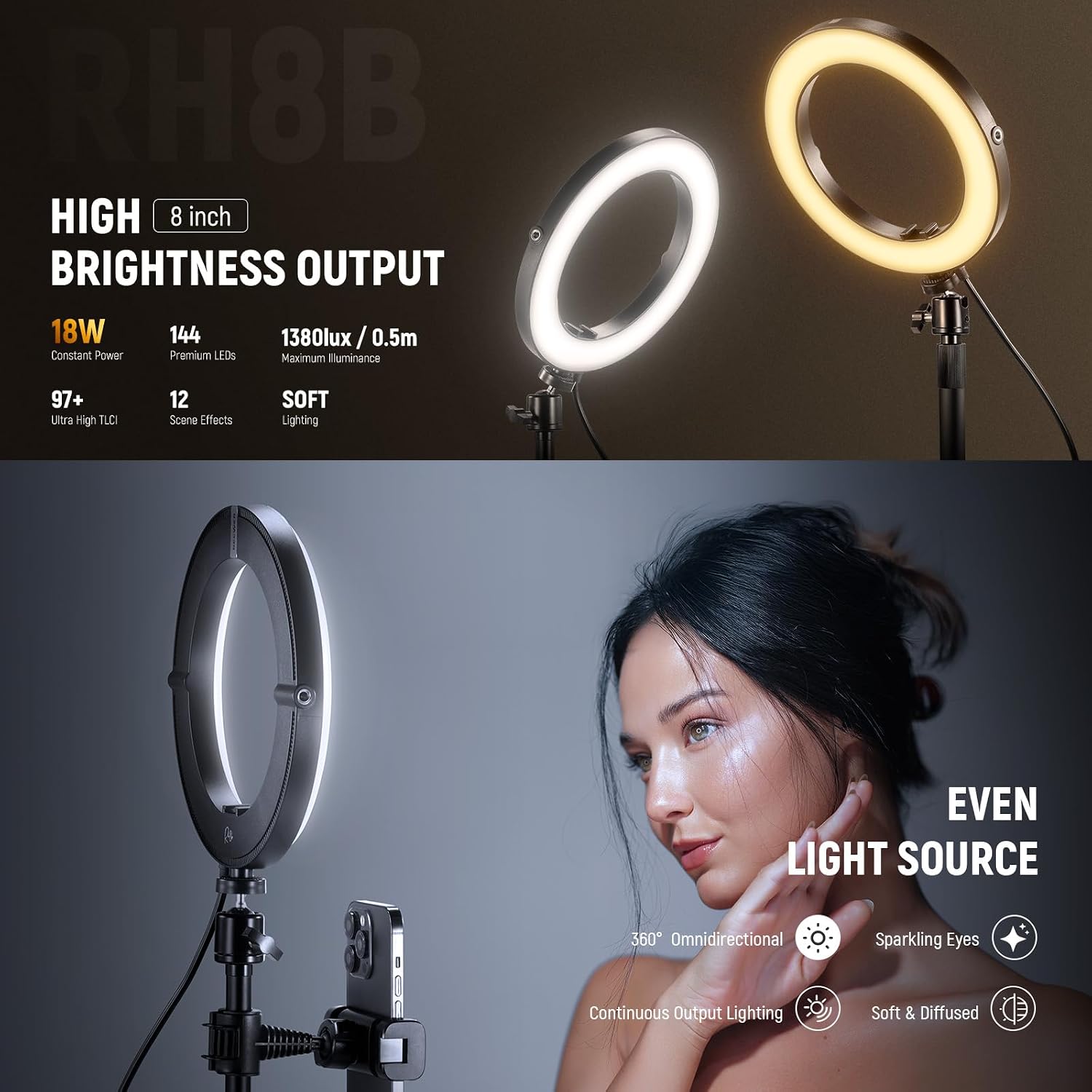 Detalle de NEEWER desk ring light RH8B