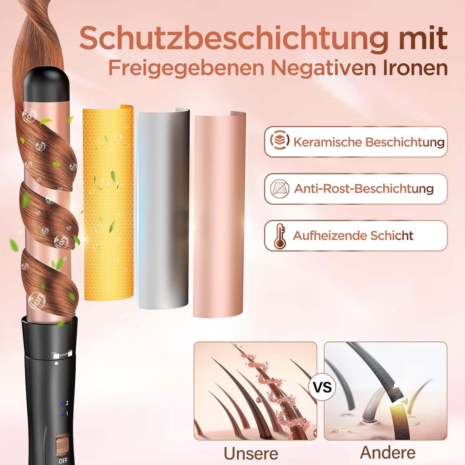 Thumbnail 1 de BESTOPE MIX Welleneisen-Set 5 in 1 mit Turmalin-Keramikfässern (32 mm, 25 mm, 9 mm, Kegel 9–19 mm, Welle)