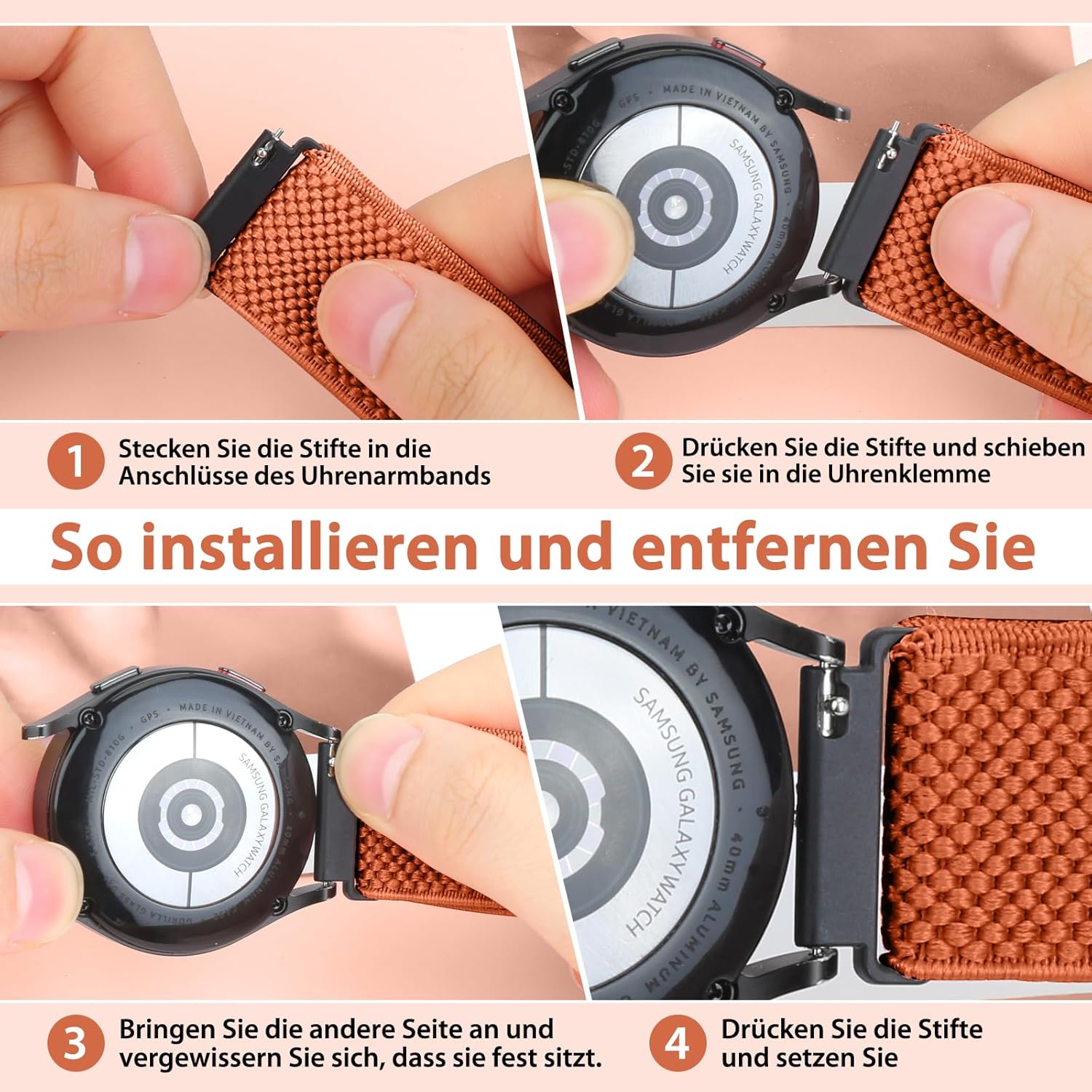 Detalle de SHIJZWD Elastische Uhrenarmbänder 24mm – verstellbares Nylon-Schnellverschluss-Armband für Suunto, Ticwatch und mehr