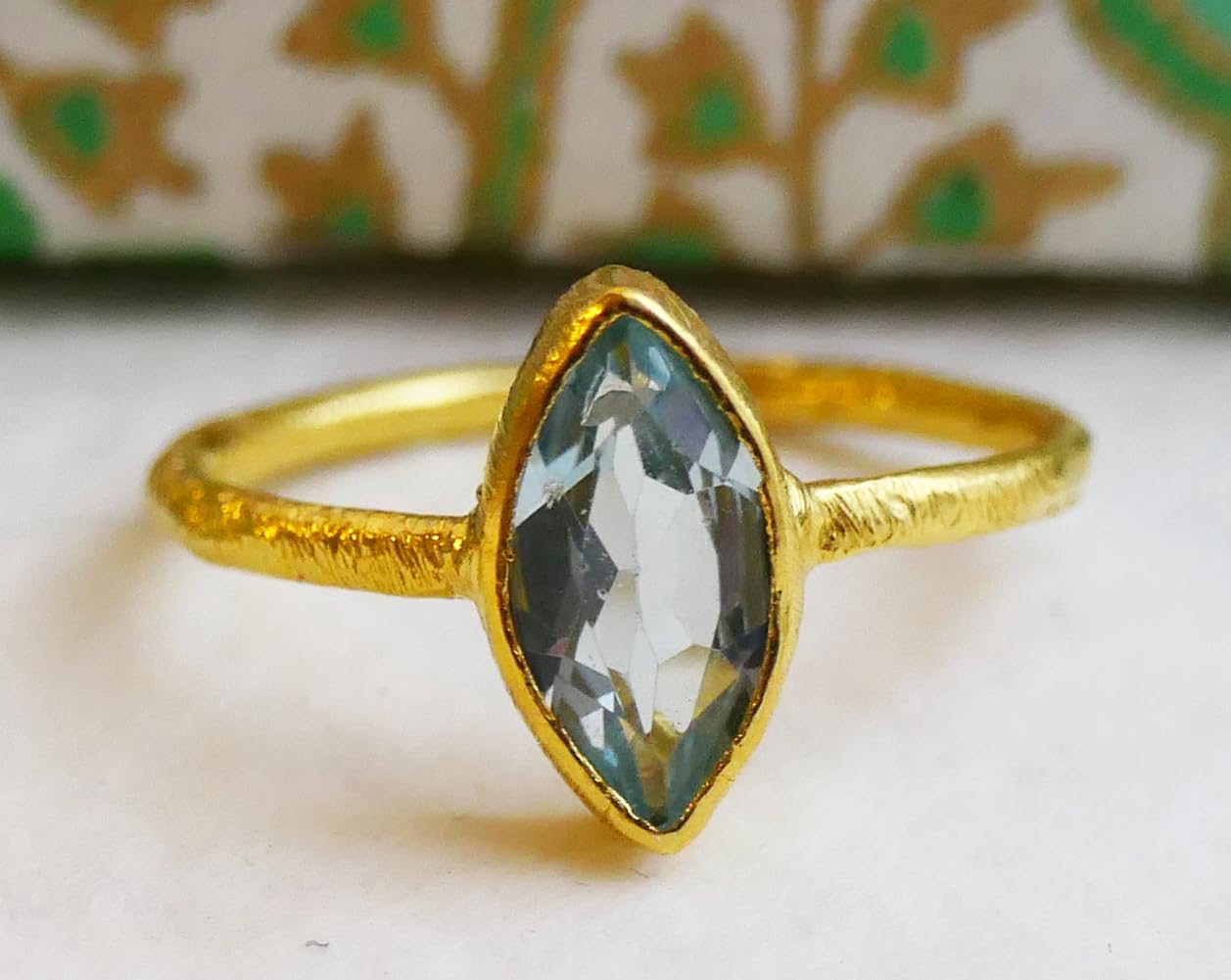 Thumbnail 1 de Petite Marquise Blautopas Ring 5x10 mm US 6