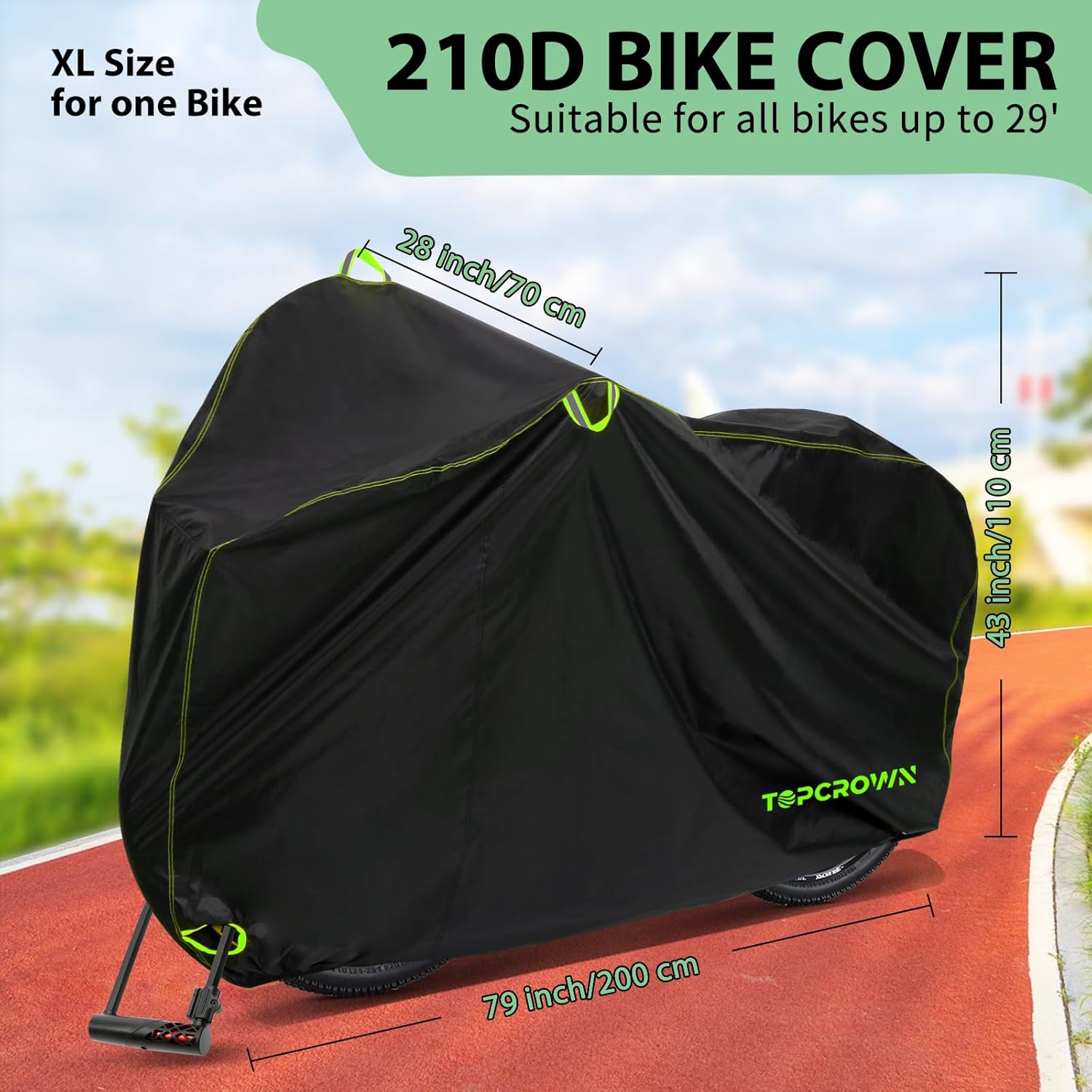 Thumbnail 1 de Topcrown XL Waterproof Bike Cover (210D, 3000mmH₂O) for 1 Bike with Storage Bag