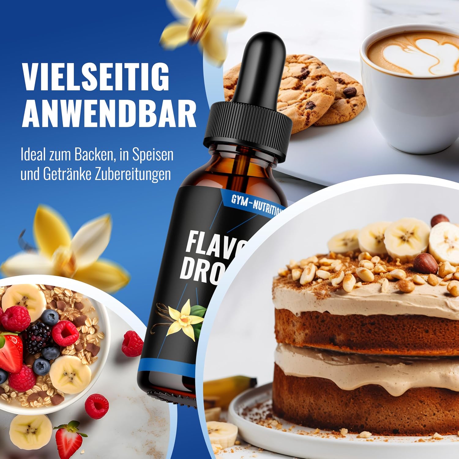 Thumbnail 5 de Flavour Drops Zuckerfrei Vanille – 50 ml mit Dosierpipette von Gym Nutrition