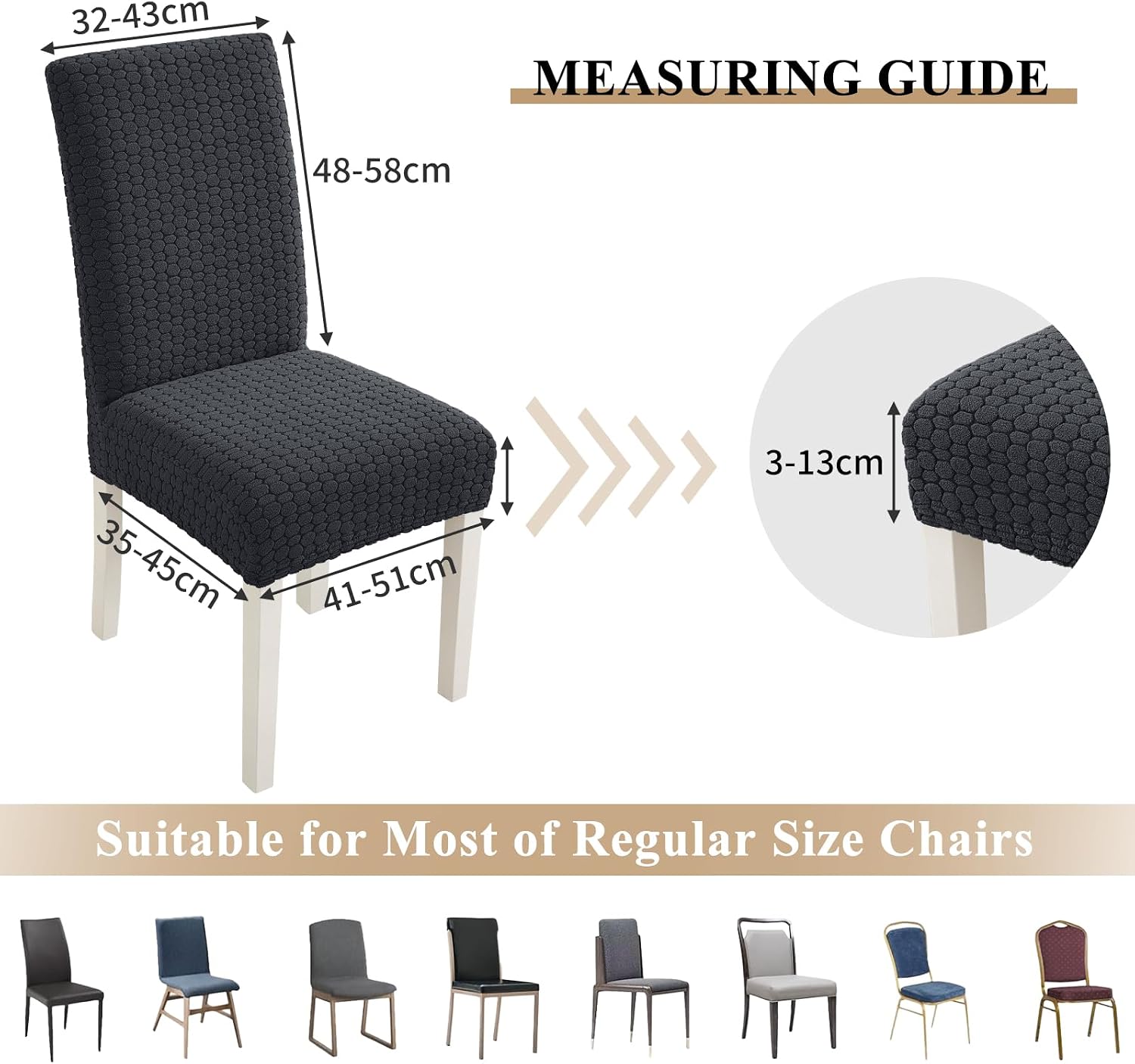 Thumbnail 2 de Ystyle Housse de Chaise Élastique Antitache – 6 pièces, Gris Foncé