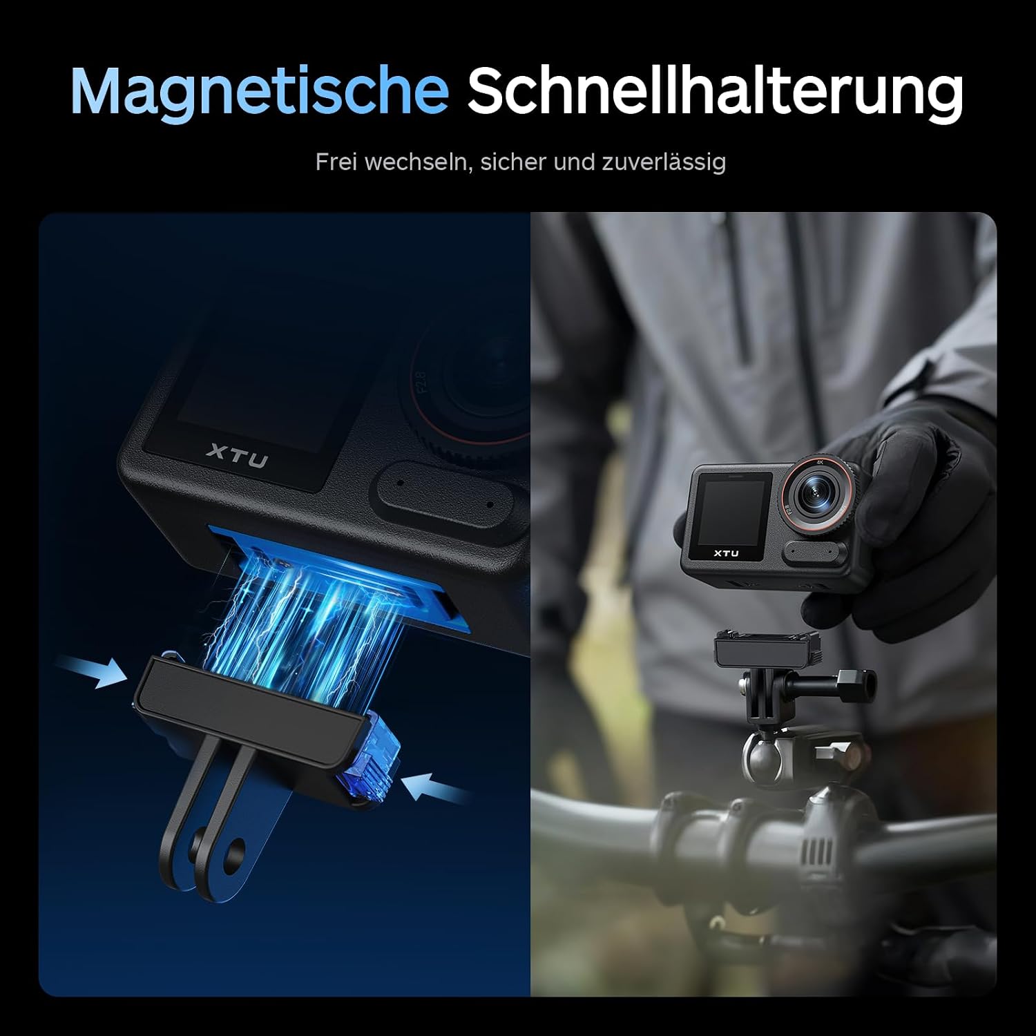 Detalle de XTU S7 PRO 4K Action Kamera – 50 FPS, Super 5.0 Stabilisierung, AI ISP, Magnetische Schnellhalterung