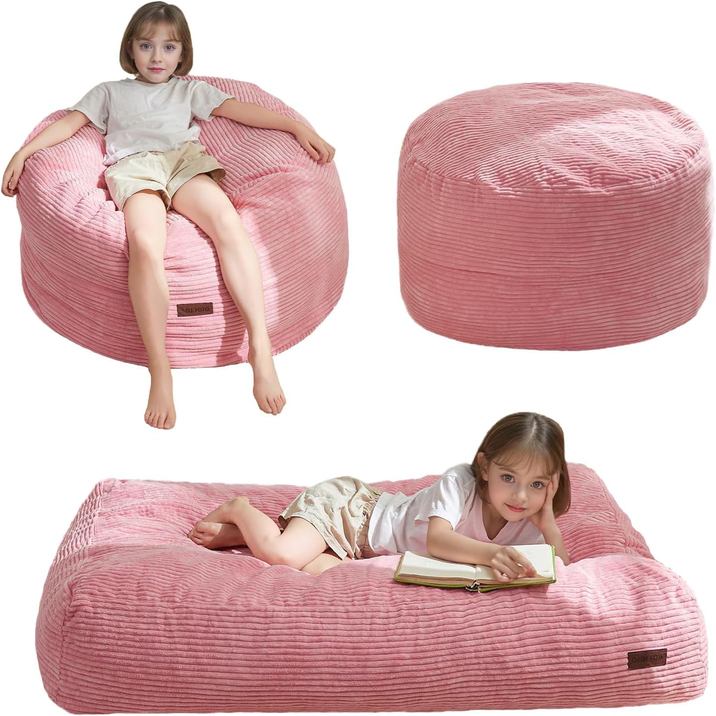 Detalle de MAXYOYO K06-Series Kids’ Convertible Bean Bag Chair, Pale Pink