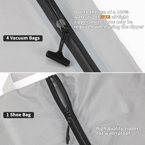 Thumbnail 6 de EULANT: Juego de 6 Bolsas de Embalaje a Vacío para Maleta con 4 Botes, 1 Bolsa para Zapatos y 1 Bolsa Impermeable (IPX8)
