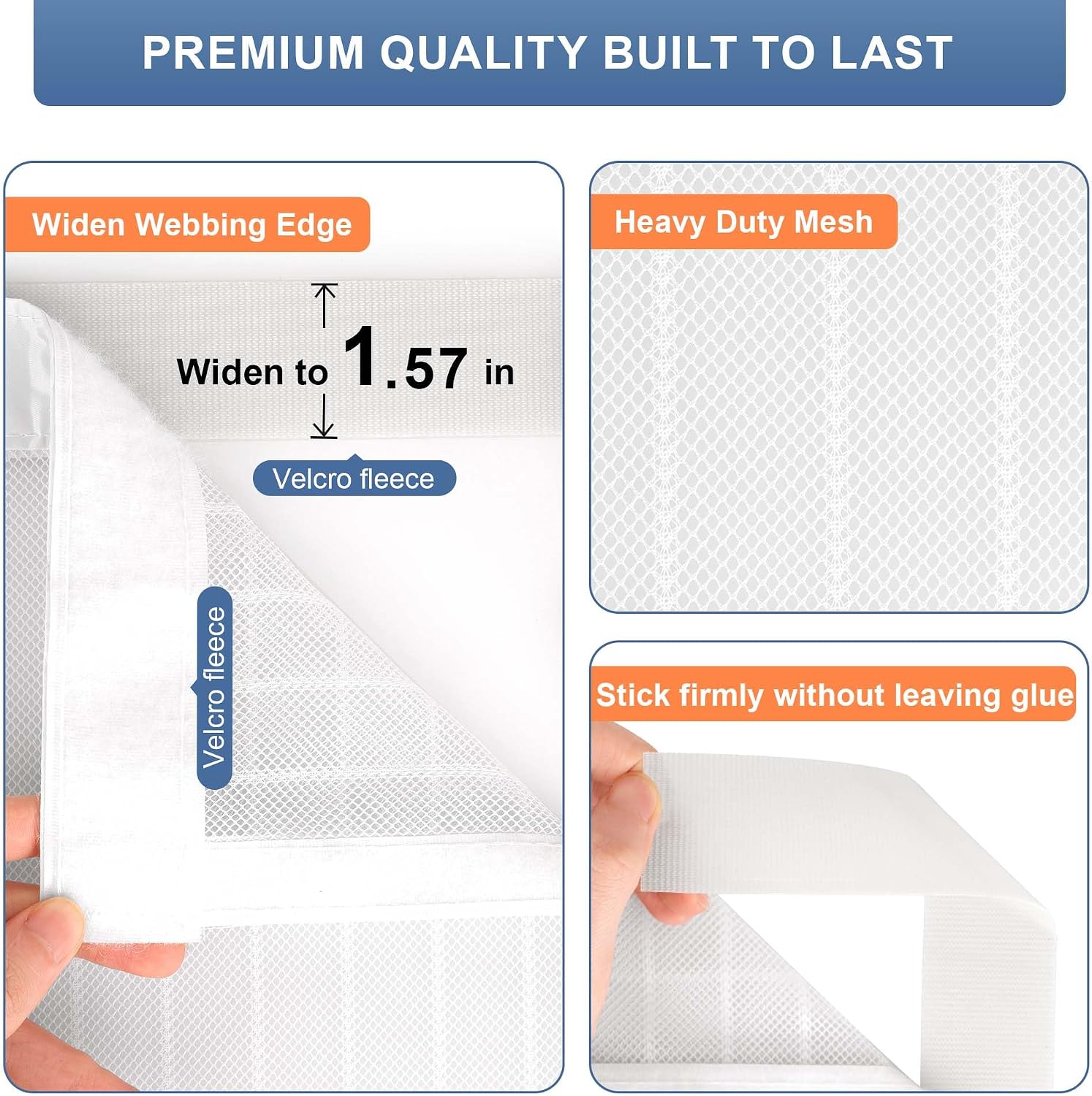 Detalle 2 de METAONLY Magnetic Screen Door, 74" x 82" White Polyester Mesh for 72" x 80" Doors